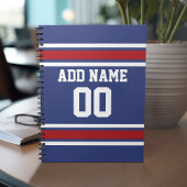 ブルーレッドフットボールジャージー名前をカスタムする番号 ノートブック