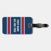 ブルーレッドフットボールジャージー名前をカスタムする番号 ラゲッジタグ (裏面横)