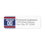 ブルーレッドフットボールジャージー名前をカスタムする番号 ラベル (正面)