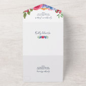 ブルーレッドフラワーズネイビー結婚フローラ オールインワン招待状 (外側)