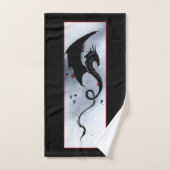 ブルーレッドフラワーズブラックドラゴン バスタオルセット (ハンドタオル)