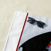 ブルーレッドフラワーズブラックドラゴン ビーチタオル (インサイチュ)