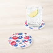 ブルーレッドフルーツさくらんぼベリーサンドストーンコースター コースター (側面)