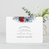 ブルーレッドフローラメイド・オブ・オーナー(花嫁付き添い人)ブライドメイド提案 招待状 (スタンド正面)