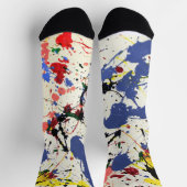 ブルーレッドブラック絵を描（ばちゃばちゃ）跳ねる ソックス (上部)