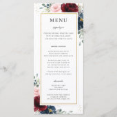 ブルーレッドブルゴーニュ赤面ピンク結婚フローラのメニュー プログラム (正面)