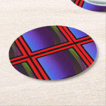 ブルーレッドプレイド飲み物用コースター