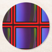 ブルーレッドプレイド飲み物用コースター ラウンドペーパーコースター (正面)