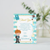 ブルーレッドヘアボーイファースト聖餐式 ポストカード (スタンド正面)