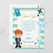 ブルーレッドヘアボーイファースト聖餐式 ポストカード (正面/裏面)