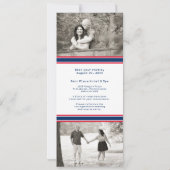 ブルーレッドホッケーチケット結婚式の日付を保存 セーブザデート (裏面)