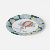 ブルーレッドホットエアバルーンスターキッズハッピーバースデー ペーパープレート (アングル)