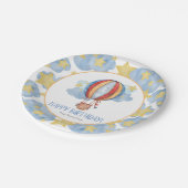 ブルーレッドホットエアバルーンスターキッズハッピーバースデー ペーパープレート (アングル)