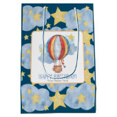 ブルーレッドホットエアバルーンスターキッズハッピーバースデー ミディアムペーパーバッグ (裏面)