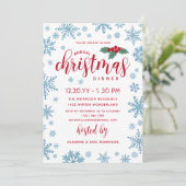 ブルーレッドホリースノーフレークスクリスマスディナー 招待状 (スタンド正面)