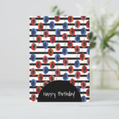 ブルーレッドポピーフローラハッピーバースデー任意の機会 カード (スタンド正面)