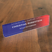 ブルーレッドモダンシンプルプレインビジネス デスクネームプレート (側面)