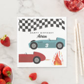 ブルーレッドレースファストレトロレーシングカー誕生日 スタンダードランチョンナプキン (インサイチュ)