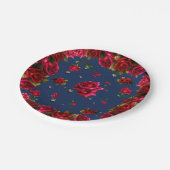 ブルーレッドローズ&ダイヤモンドきらきら光るエレガントパーティー ペーパープレート (アングル)