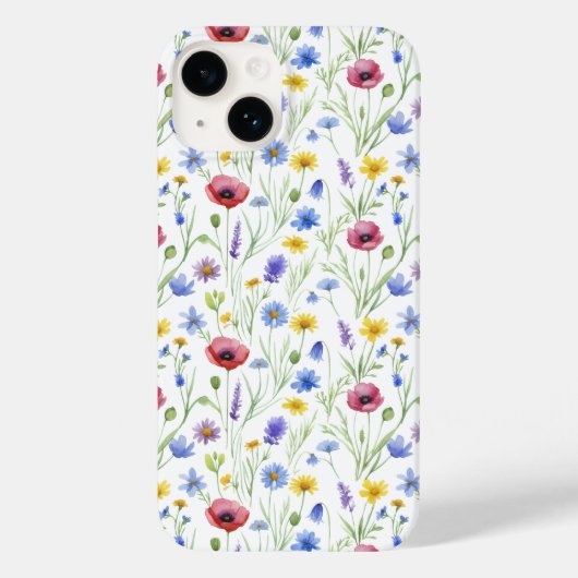 ブルーレッド水彩野の花 Case-Mate iPhoneケース (裏面)