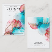 ブルーレッド水色金ゴールドイヤリングディスプレイカード 名刺 (正面/裏面)