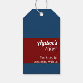ブルーレッド無地のカラー平野、Aqiqah赤ちゃんシャワー ギフトタグ