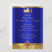 ブルーレッド王室の金ゴールドプリンスボーイベビーシャワーブロンド 招待状 (裏面)