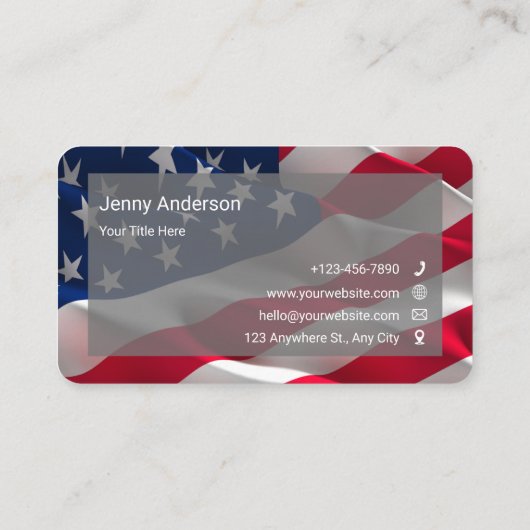 ブルーレッド白シンプル色ミニマリスト米国国旗 名刺 (裏面)