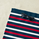 ブルーレッド白ストライプモノグ航海のラム ビーチタオル (インサイチュ)