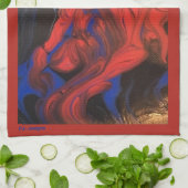 ブルーレッド白黒抽象芸術アクリル キッチンタオル (折り畳み)