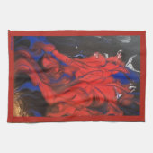 ブルーレッド白黒抽象芸術アクリル キッチンタオル (横)