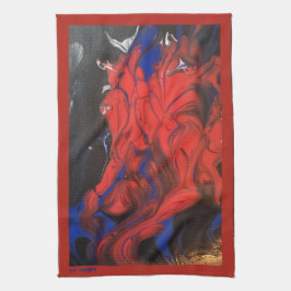 ブルーレッド白黒抽象芸術アクリル キッチンタオル