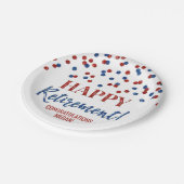 ブルーレッド紙吹雪ハッピーリタイア ペーパープレート (アングル)