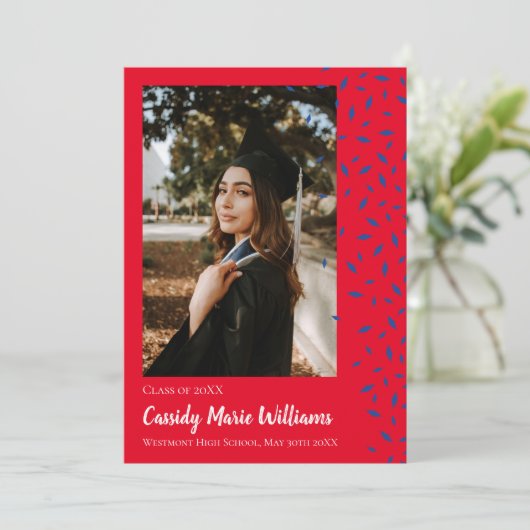 ブルーレッド紙吹雪卒業発表 招待状 (スタンド正面)