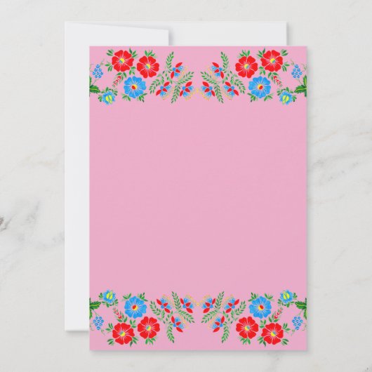 ブルーレッド素朴ローゼズフローラガールベビーシャワー 招待状 (裏面)