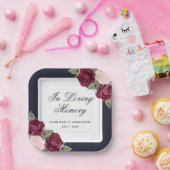 ブルーレッド赤面ピンクフローラメモリアル葬儀 ペーパープレート (パーティー)