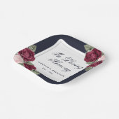 ブルーレッド赤面ピンクフローラメモリアル葬儀 ペーパープレート (傾斜あり)