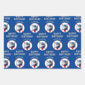 ブルーレッド野球ボール子供の誕生日写真 ラッピングペーパーシート (正面3)