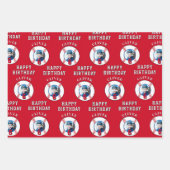 ブルーレッド野球ボール子供の誕生日写真 ラッピングペーパーシート (正面2)