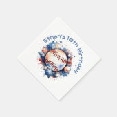 ブルーレッド野球名BIrthdayパーティー スタンダードカクテルナプキン (角)