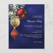 ブルーレッド金ゴールドボーブルクリスマスパーティの招待状 (正面)