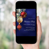 ブルーレッド金ゴールドボーブルクリスマスパーティー 招待状