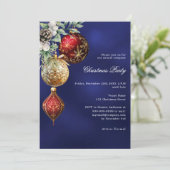 ブルーレッド金ゴールドボーブルビジネスクリスマスパーティー 招待状 (スタンド正面)