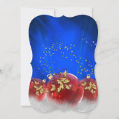 ブルーレッド金ゴールドボーブルホワイトクリスマスパーティー 招待状 (裏面)