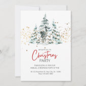 ブルーレッド金ゴールド水色クリスマスツリー 招待状 (正面)
