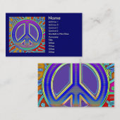 ブルーレッド金ゴールド素晴らしピースサイン 名刺 (正面/裏面)