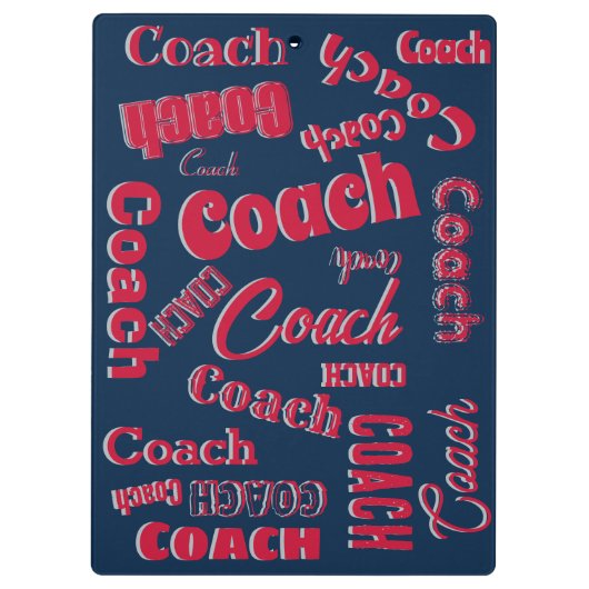 ブルーレッド銀パーソナライズされた銀コーチギフトネームアート クリップボード (裏面)