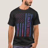 ブルーレッド・アメリカ国旗の気候学者 Tシャツ (正面)