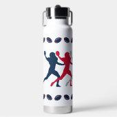ブルーレッド&シルバーパトリオットサッカー選手姿 ウォーターボトル (正面)