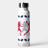 ブルーレッド&シルバーパトリオットサッカー選手姿 ウォーターボトル (左面)